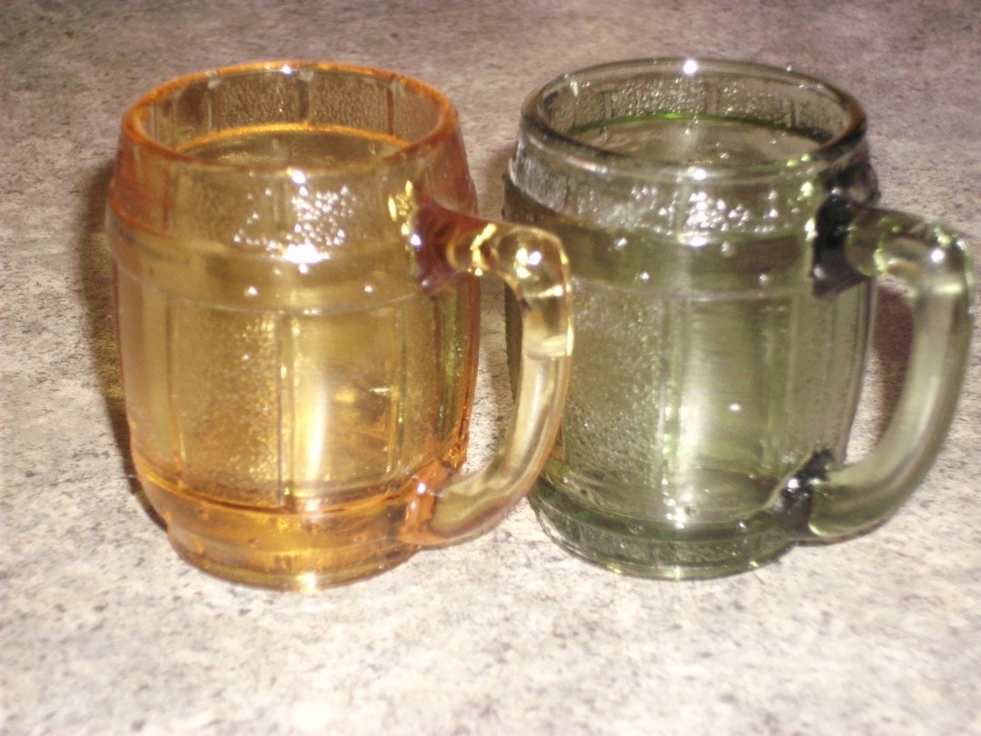 2 Vintage Glass Barrel Toothpick Holder Votive Shot Etsy