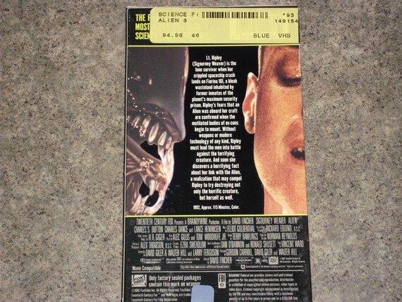 Vintage VHS Movie - ALIEN 3 - Sigourney Weaver - 20th