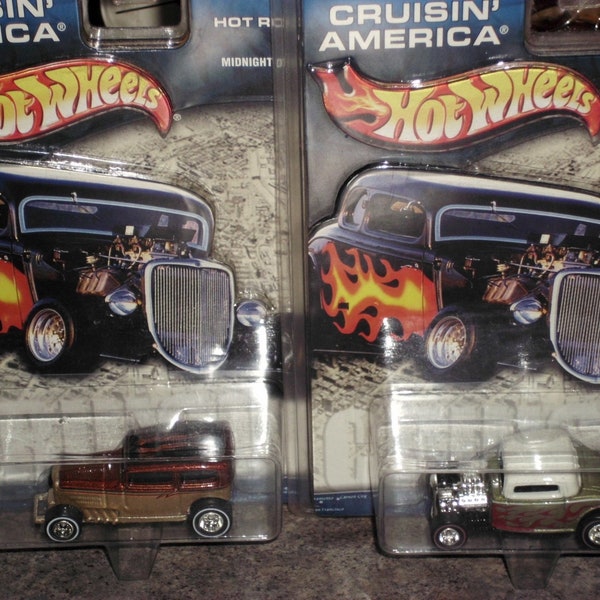 Set of 4 Vintage Hot Wheels Cruisin" America - Hot Rods