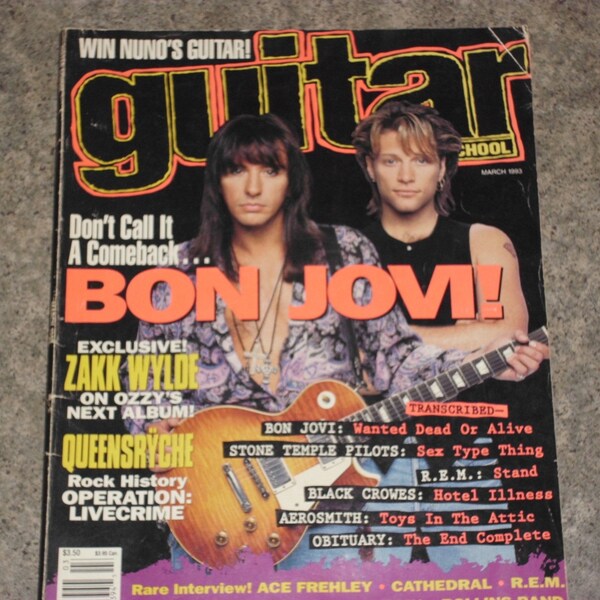 Vintage 90s Guitar Magazine - Bon Jovi Zakk Wylde