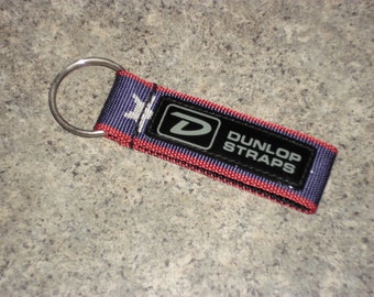 Vintage Dunlop Guitar Straps Keychain - Stars/Stripes Key Fob
