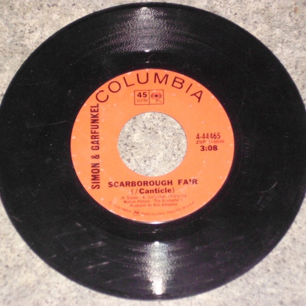 Vintage Vinyl - Simon & Garfunkel - Scarborough Fair - Columbia - 45 RPM Record