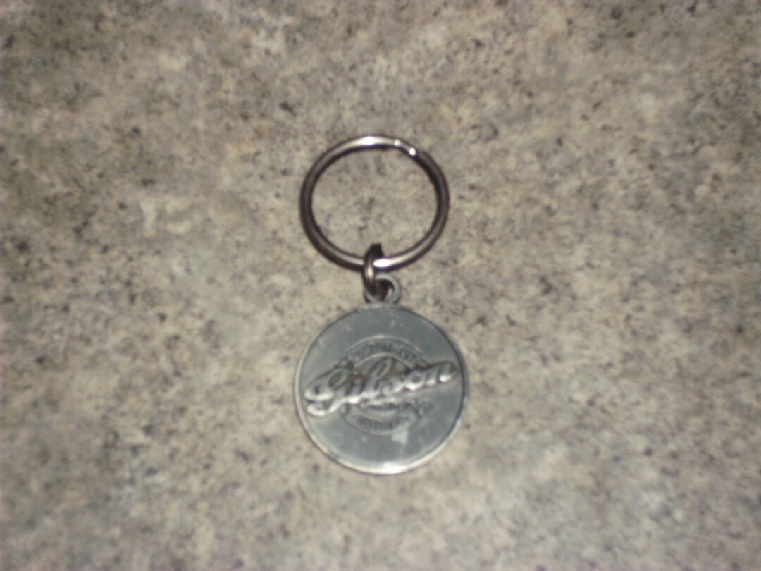 Vintage Gibson Guitar Keychain Metal Key Fob Etsy