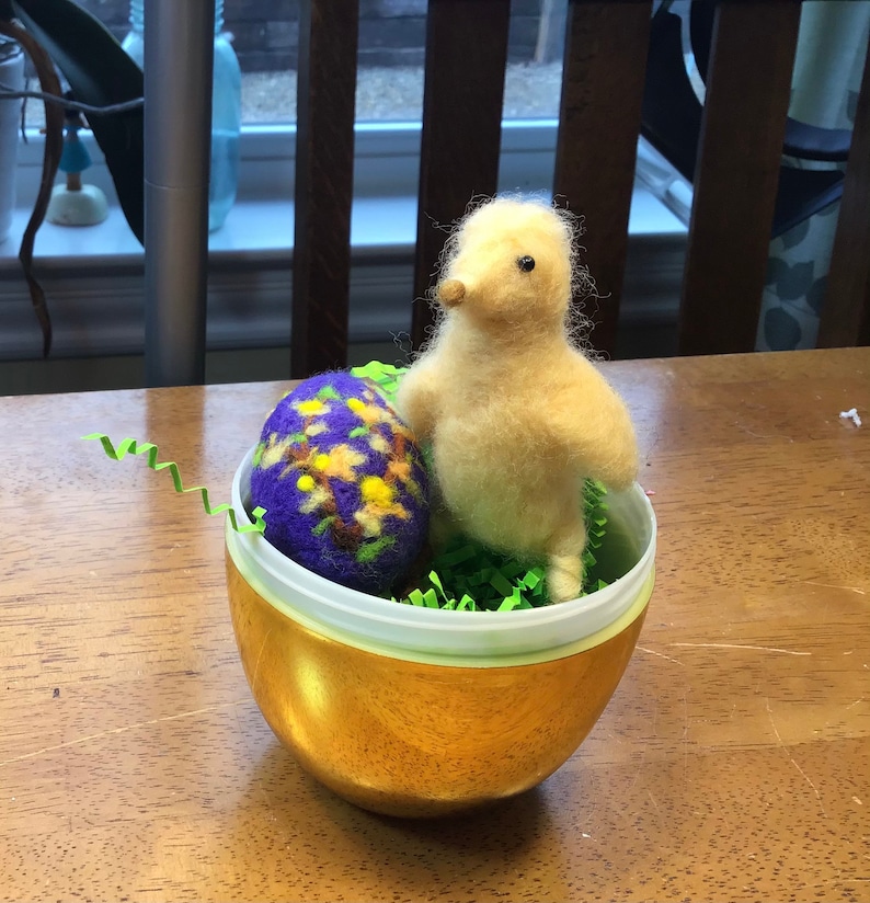 Felted Easter Chick and Purple Easter Egg