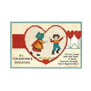 Ellen Clapsaddle Postal de San Valentín con diseño de punta de aguja - Arte Internacional - Postal de San Valentín de colección
