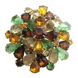 Schreiner Unsigned Rhinestone Pin Multicolored Vintage Jewelry Rhinestone Brooch Gift For Her Elegant Brooch Retro Glamour Fashion Accessory