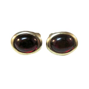 Anson Cuff Links / Red Glass Stones / Vintage Cufflinks / Collectible Cufflinks / Men&#39;s Jewelry / Women&#39;s Cufflinks