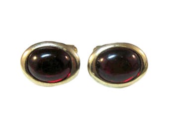Anson Cuff Links / Red Glass Stones / Vintage Cufflinks / Collectible Cufflinks / Men's Jewelry / Women's Cufflinks