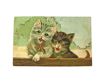 Vintage Postcard Two Adorable Kittens / Cat Postcard / Cat Lovers Card / Cat Lovers Gift
