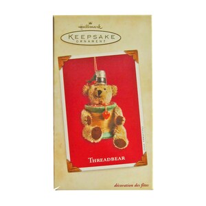Teddy Bear Ornament - Thereadbare - Sewing Theme - Christmas Tree- Vintage Ornament - Holiday Decor