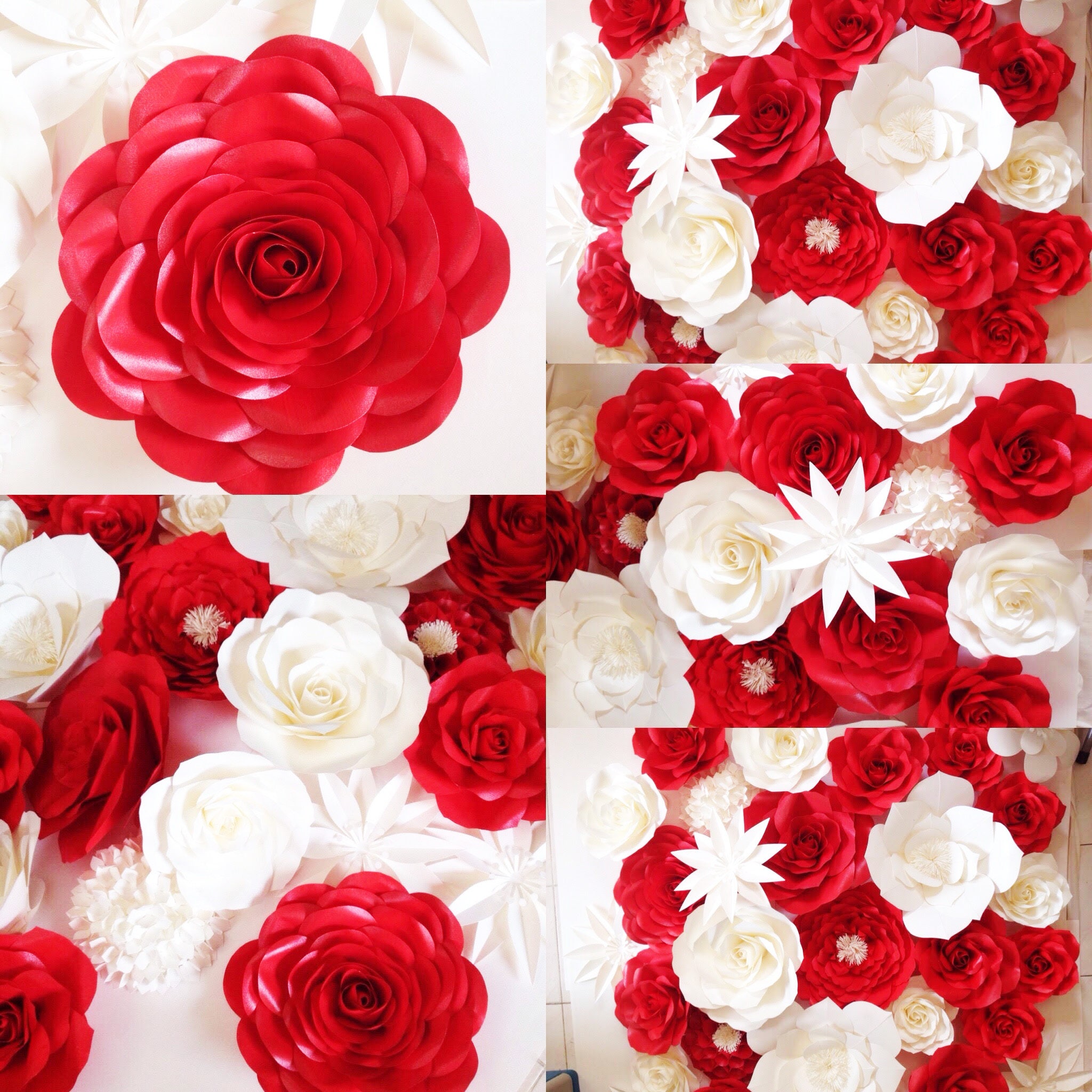 Red and white paper flower backdrop Etsy
