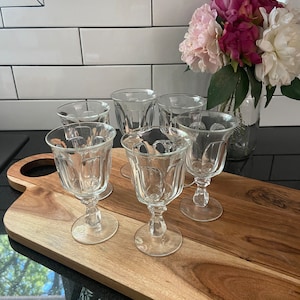 6 Vintage Small Paneled Wine Glasses