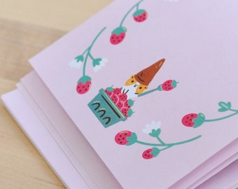 Bloc de notas de temporada de fresas de Bubu y Moonch, bloc de notas de conejillo de indias, papel de carta rosa