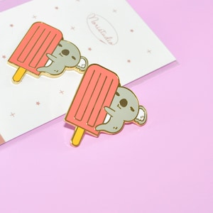 Koala and Pink Ice Pop Enamel Pin