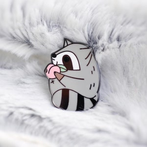 Cute Raccoon Enamel pin by Noristudio