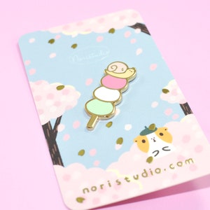 Hanami Dango and Snail Pin Japanese Mochi Snack Enamel Pin