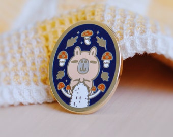 Capybara knitter pin Knitting Moonch Enamel pin, Fall Theme, Limited Edition