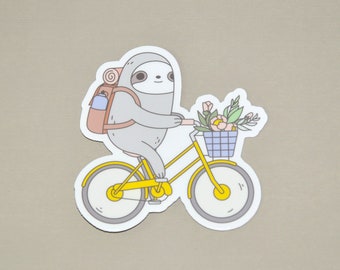 Biking Sloth Vinyl Sticker