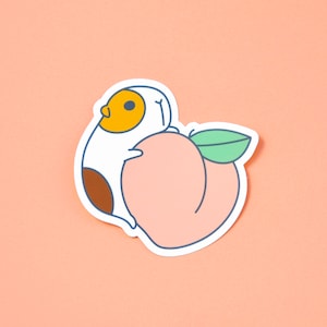 Guinea pig and peach vinyl sticker, Guinea pig water bottle stickers, animal stickers