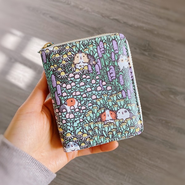 Guinea Pig Pattern Zipper Wallet featuring Guinea Pigs and Garden Herbs Pattern