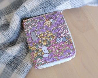 Bunny Pattern Zipper Wallet featuring Noristudio Bunny Meadow Pattern