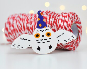 Gnome Snowy Owl Wood Ornament Christmas Decoration