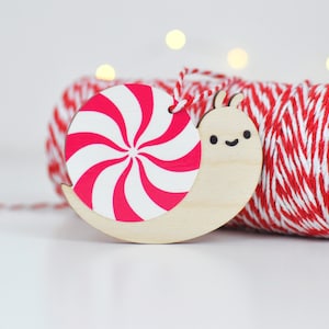 Peppermint Candy Josh the Snail Wood Ornament lumaca ornamento natalizio per l&#39;albero di Natale