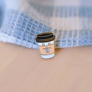 18K Gold Plated Moonch the Capybara &quot;Cappy-ccino&quot; Coffee Pin