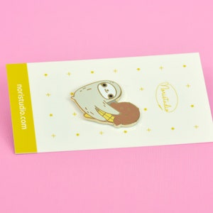 sloth enamel pin, sloth and ice-cream pin, summer sloth pin, cute sloth pin, sloth lapel pin image 4