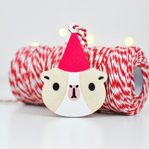 Santa Bubu Wood Ornament Guinea pig Christmas ornament wooden Christmas tree decoration