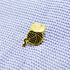 Josh the Snail with Yarn Ball Enamel Pin knitter lapel pin gift for knitters black