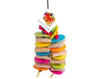 Think Spring Bird Toy for Small Birds - Natural Balsa and Paper Materials
