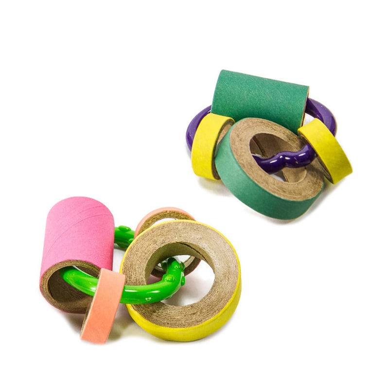 Chewsy – Set of 2 Foot Toys with Birdie Bagels for Large Parrots Bild 1