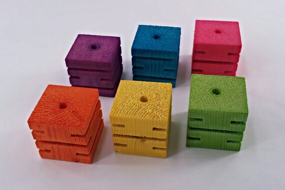 Parrots 5 Pack Large Groovy Wood Foraging Blocks for Bird Toys ...