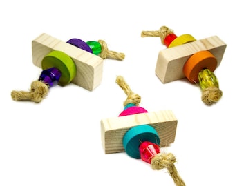 Sparkle - Set of 3 Large Foot Toys - For Parrots and Large Birds like Macaws and Cockatoos