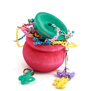 Pot o'Gold Foraging Toy - for Pet Birds - Colorful Hardwood, Paper Shred, Replacement Parts Available