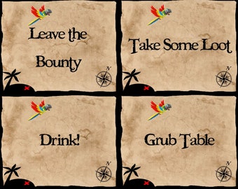 Pirate Party Signs: Drinks, Grub, Gifts, Favors (Digital Download)