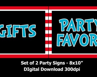 Party Signs x 2 - 8x10" - Gifts / Favors Stations - Dr Seuss