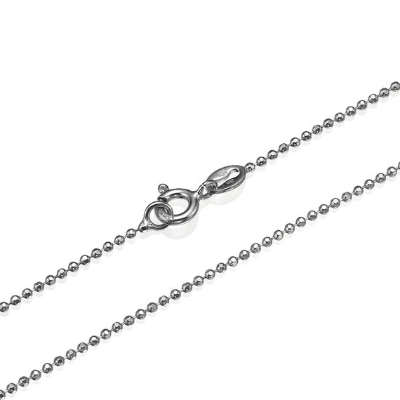 14k White Gold Chain 1.3mm 14k Gold Diamond cut Ball Chain