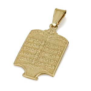 Ten Commandments 14k Gold Pendant Tabernacles, Jewish Pendant, 14k Yellow Gold Pendant, Torah Pendant, Jewish Bible Pendant
