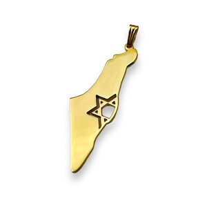 Karte von Israel Anhänger mit Davidstern in 14K Gold, Hebräischer Schutz Anhänger, Unterstützung Israel Halskette Charm, Jüdischer Schmuck aus Israel