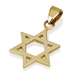 Star of David 14k Yellow Gold Classic Large Pendant, Jewish Star Pendant, Traditional Jewish Pendant, Magen David Pendant, Israel Jewelry