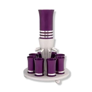 Kiddush Fountain Set, 8-Set Kiddush Cups, Wine Fountain, Modern Judaica, Colorful Kiddush Set, Shabbat Judaica, Jewish Wedding Gift