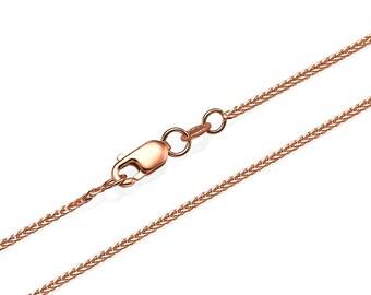 14k Rose Gold Spiga Chain 1.1mm, Wheat Chain