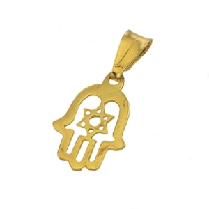 Star of David Hamsa Pendant in 14k Gold, Jewish Magen David Star, Hamsa Charm, Protective Hand of Miriam, Religious Jewelry, Jewish Gifts