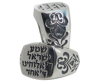 Shema Israel Kabbalah Ring in Sterling Silver, Statement Ring, Hand Engraved Hebrew Ring, Jewish Torah Verse Ring, Religious Jewelry