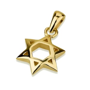 Star of David Domed 14k Gold Pendant, Small Jewish Star Pendant, Solid Gold Pendant, Magen David Necklace Pendant, Handmade Israeli Jewelry