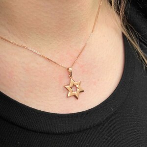 Star of David 14k Gold Pendant with Brushed Finish, Textured Jewish Star Pendant, Handmade Gold Magen David Necklace Charm, Israel Jewelry