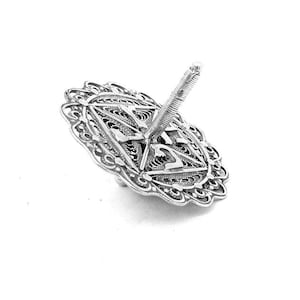 Sterling Silver Disc Filigree Dreidel, Hanukkah Gift, Jewish Silver Judaica, Jewish Gifts for Children, Silver Toys, Handmade in Israel