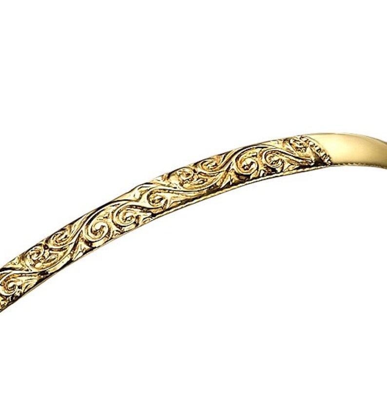 Ornate Gold Moroccan Bangle Solid 14k Gold Bangle Bracelet Etsy